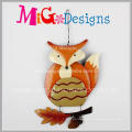 Nueva promoción Fall Havest Glitter Owl Metal Home Decor